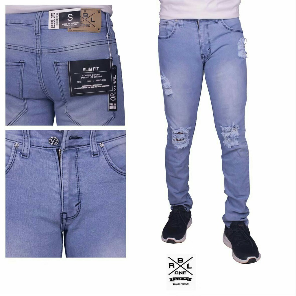 Celana  Jeans Skinny Sobek  Original Rebel One