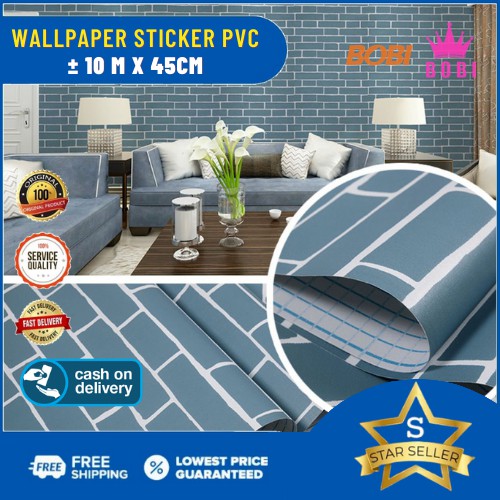 Wallpaper Sticker Motif Bata Biru 5285 Wallpaper New Ukuran 9mx45cm