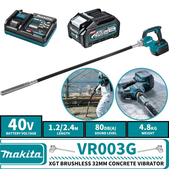 Foto Produk Makita VR003GZ Kit 40V XGT tanpa sikat nirkabel 32MM beton Vibrator